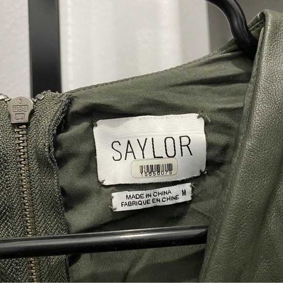SAYLOR Dress Size Medium Veronicka Green Faux Leather Mini - Picture 5 of 8
